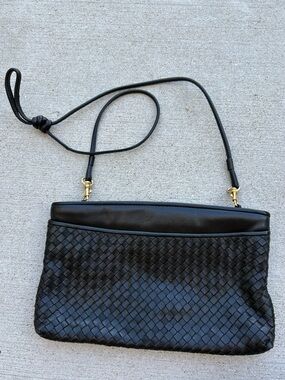 VINTAGE GANSON BLACK CROSSBODY HANDBAG PURSE